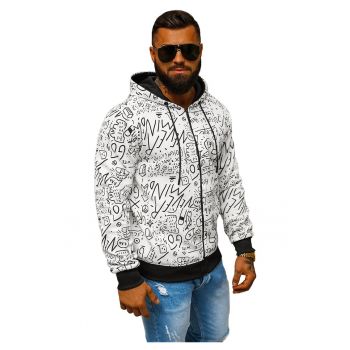 Pulover cu fermoar pentru barbati Alb foc