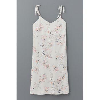Rochie cu imprimeu floral si bretele inguste