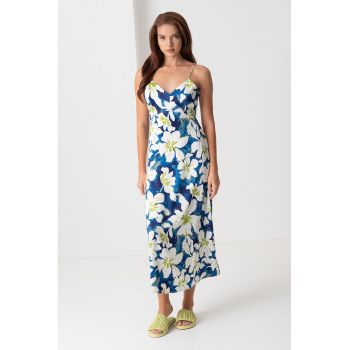 Rochie midi cu croiala dreapta si bretele inguste