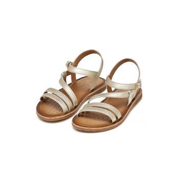 Sandale de piele cu aspect metalizat