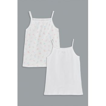 Set de maiou din bumbac cu model floral - 2 Perechi