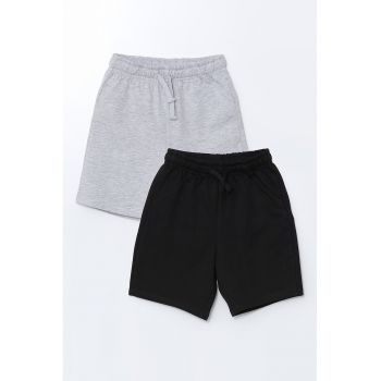 Set de pantaloni scurti cu model uni si snur de ajustare - 2 perechi