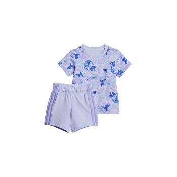 Set de tricou si pantaloni scurti din amestec de bumbac cu model cu Stitch