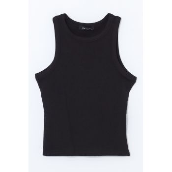 Top crop cu decolteu rotund