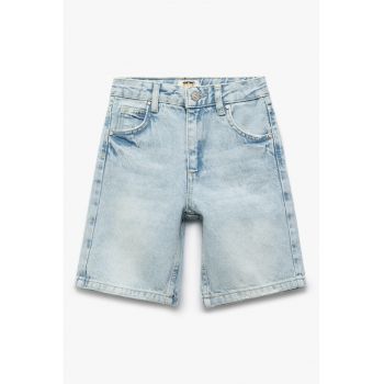 Bermude din denim cu aspect decolorat
