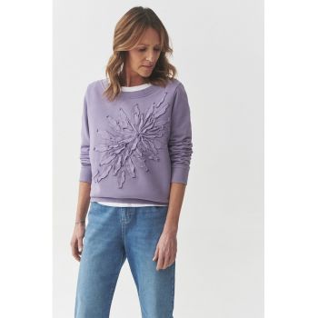 Bluza de trening cu design in relief si decolteu rotund