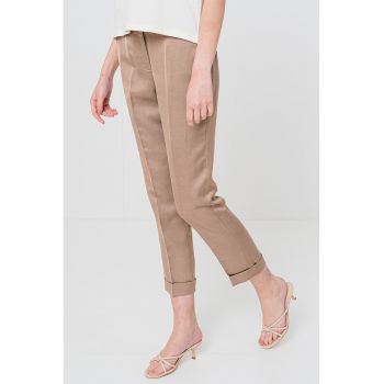 Pantaloni crop cu talie medie