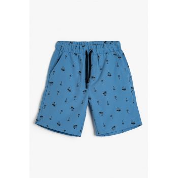 Pantaloni scurti cu buzunare laterale si imprimeu