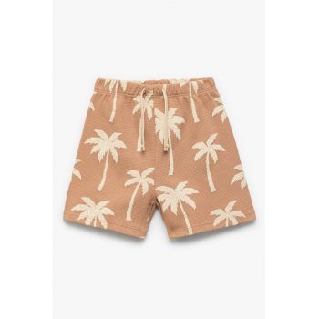 Pantaloni scurti cu snur si model tropical