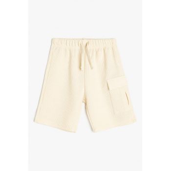 Pantaloni scurti din amestec de bumbac cu model texturat