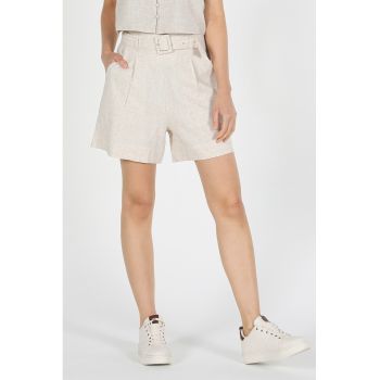 Pantaloni scurti din amestec de in cu buzunare laterale