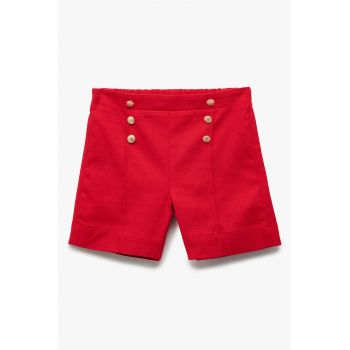Pantaloni scurti uni cu nasturi decorativi