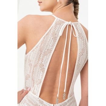 Rochie maxi tricotata cu model cu perforatii