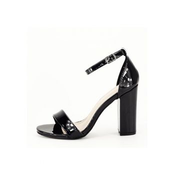 Sandale negre cu toc gros BL720 130 10663