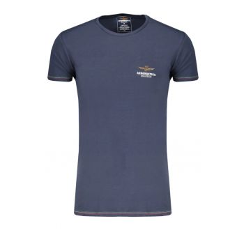 Tricou barbati - cu mini logo brodat - Regular Fit - Bleumarin