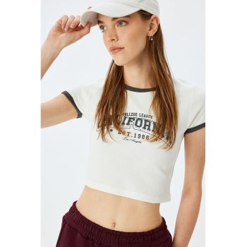 Tricou crop cu model striat