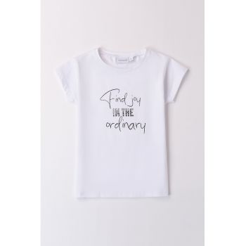 Tricou cu decolteu rotund si imprimeu text