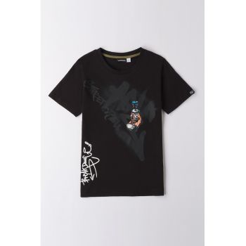 Tricou cu decolteu rotund si imprimeu