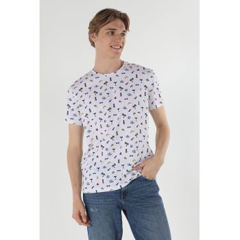 Tricou din bumbac cu imprimeu variat