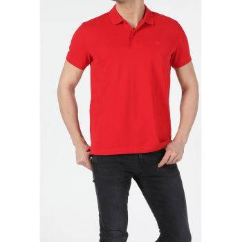 Tricou polo de bumbac cu model uni