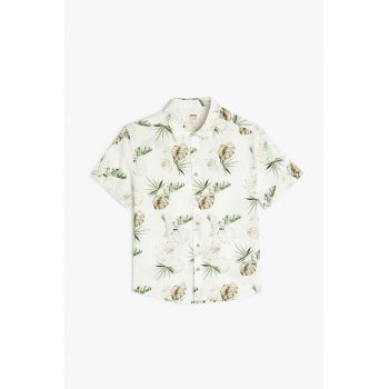 Camasa cu model tropical si maneci scurte