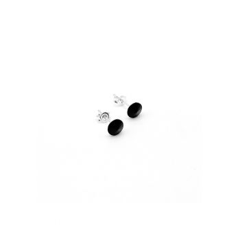 Cercei cu Cristale Swarovski Negre si Argint 925 - inchizatoare fluturas - tip surub
