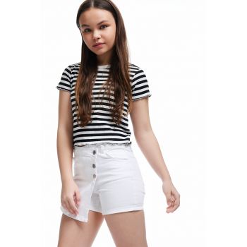 Fusta-pantalon din denim cu talie medie