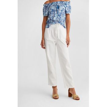 Pantaloni din amestec de in cu croiala dreapta