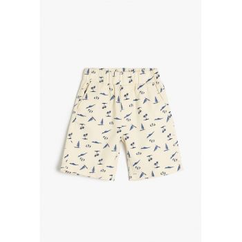 Pantaloni scurti cu model si talie elastica