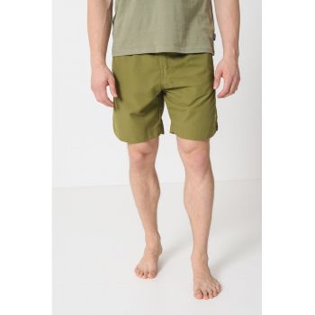 Pantaloni scurti de baie cu buzunare si model uni