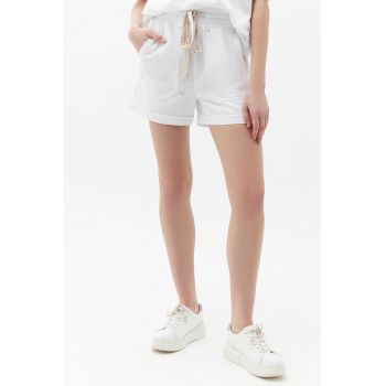 Pantaloni scurti din lyocell si bumbac cu terminatii pliabile