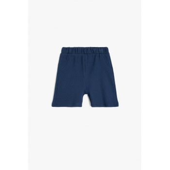 Pantaloni scurti texturati cu talie elastica