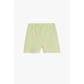 Pantaloni scurti texturati cu talie elastica
