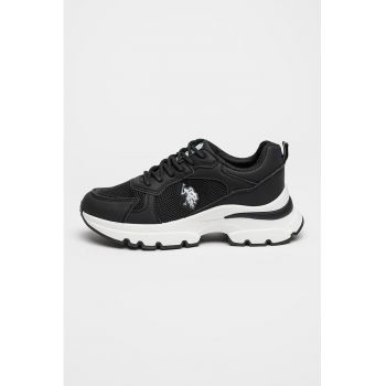 Pantofi sport cu segmente din piele ecologica Leah