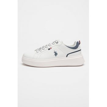 Pantofi sport wedge din piele ecologica si denim Naten