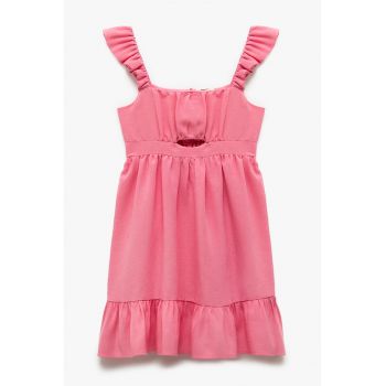 Rochie din amestec de in cu volane