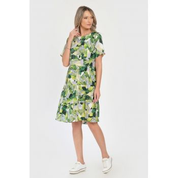 Rochie Medie Dama V290 - cu Imprimeu Abstract