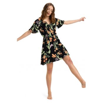 Rochie scurta cu croiala in A si model floral