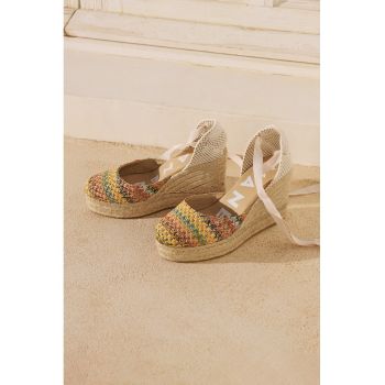 Sandale-espadrile wedge cu bareta infasurabila