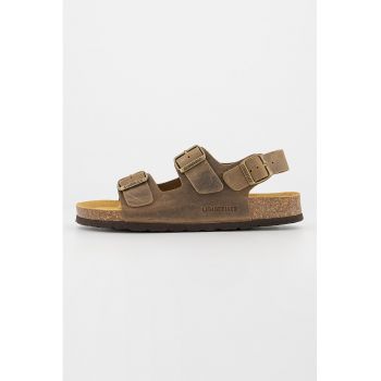 Sandale slingback de piele cu catarama