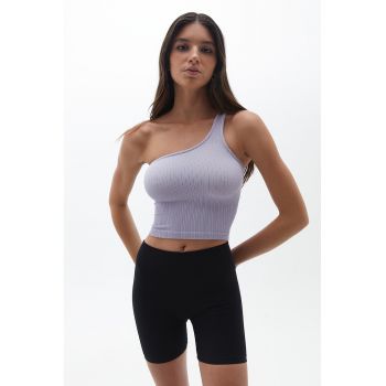 Top crop cu decupaj pe un umar - Lila -