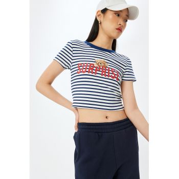 Tricou crop cambrat