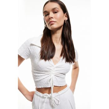 Tricou crop texturat