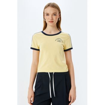 Tricou de bumbac cu detalii contrastante
