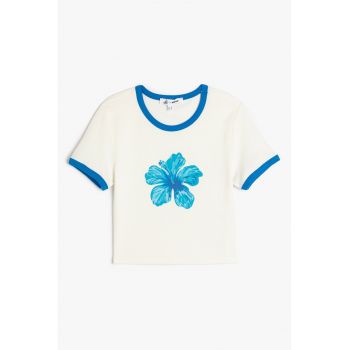 Tricou din bumbac cu imprimeu Hibiscus