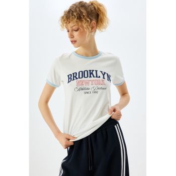 Tricou din bumbac cu imprimeu text