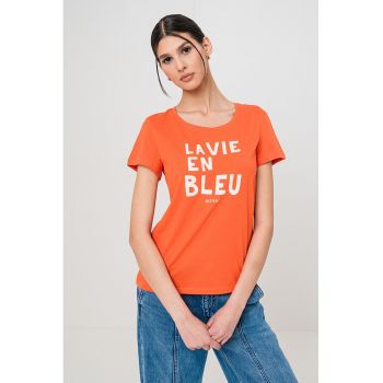 Tricou slim fit cu text
