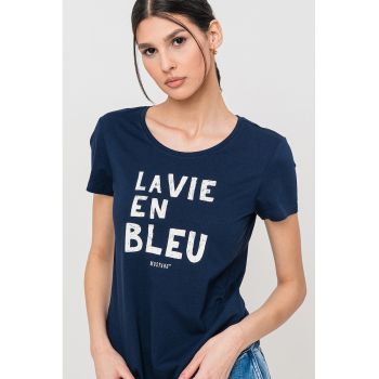 Tricou slim fit cu text