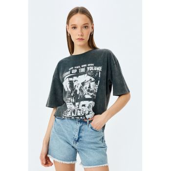 Tricou supradimensionat de bumbac cu imprimeu