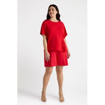 Tricou uni cu decolteu rotund